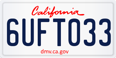 CA license plate 6UFT033