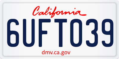 CA license plate 6UFT039