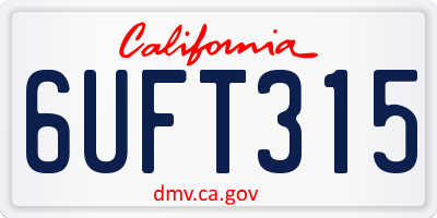 CA license plate 6UFT315