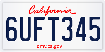 CA license plate 6UFT345