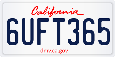 CA license plate 6UFT365
