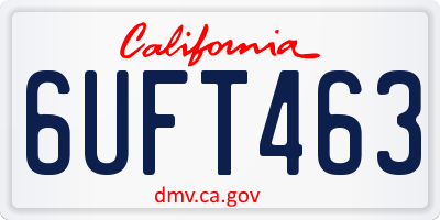 CA license plate 6UFT463