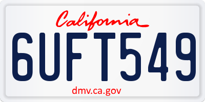CA license plate 6UFT549