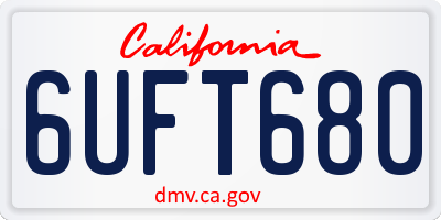 CA license plate 6UFT680