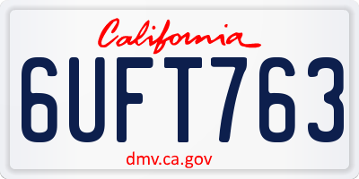 CA license plate 6UFT763