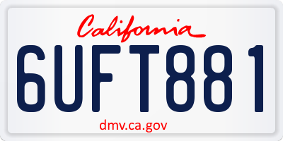 CA license plate 6UFT881