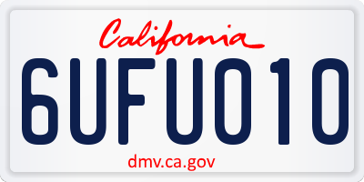 CA license plate 6UFU010