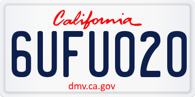 CA license plate 6UFU020