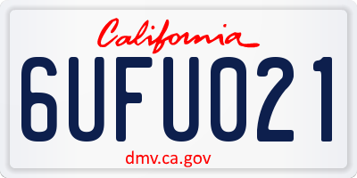 CA license plate 6UFU021
