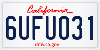 CA license plate 6UFU031
