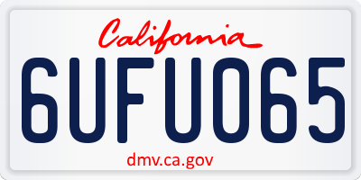 CA license plate 6UFU065