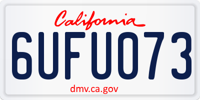 CA license plate 6UFU073