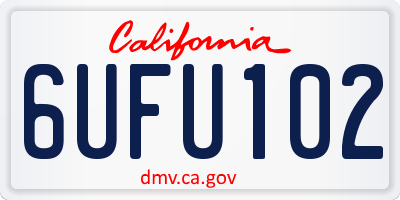 CA license plate 6UFU102