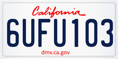 CA license plate 6UFU103