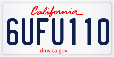 CA license plate 6UFU110