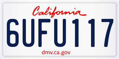 CA license plate 6UFU117