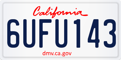 CA license plate 6UFU143