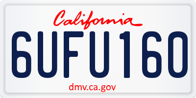 CA license plate 6UFU160