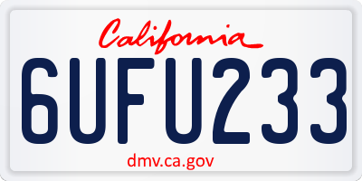 CA license plate 6UFU233