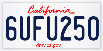 CA license plate 6UFU250
