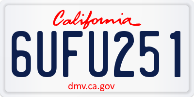 CA license plate 6UFU251