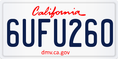 CA license plate 6UFU260