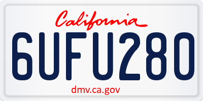 CA license plate 6UFU280