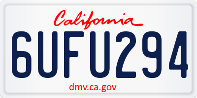 CA license plate 6UFU294