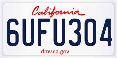 CA license plate 6UFU304