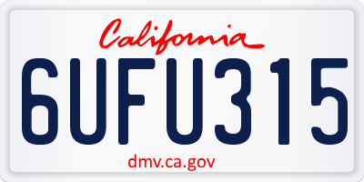 CA license plate 6UFU315