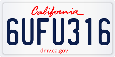 CA license plate 6UFU316