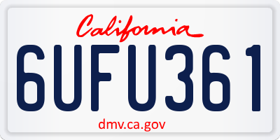 CA license plate 6UFU361