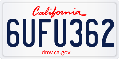 CA license plate 6UFU362