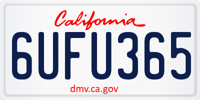 CA license plate 6UFU365