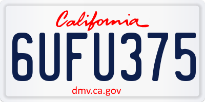 CA license plate 6UFU375