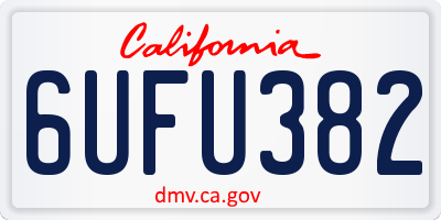 CA license plate 6UFU382