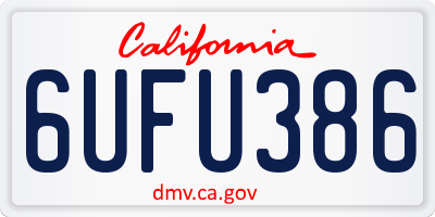 CA license plate 6UFU386
