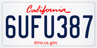 CA license plate 6UFU387