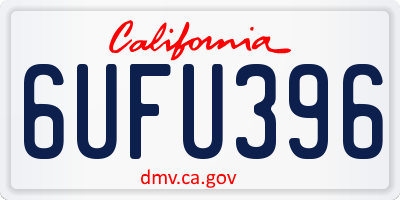 CA license plate 6UFU396