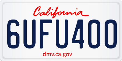 CA license plate 6UFU400