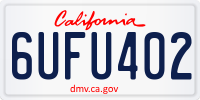 CA license plate 6UFU402