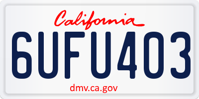 CA license plate 6UFU403