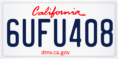 CA license plate 6UFU408