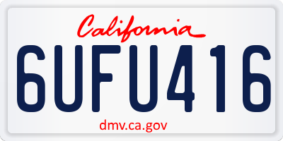 CA license plate 6UFU416