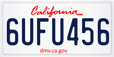 CA license plate 6UFU456