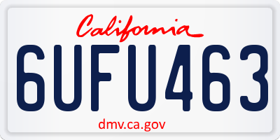 CA license plate 6UFU463