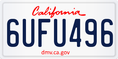 CA license plate 6UFU496