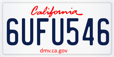 CA license plate 6UFU546