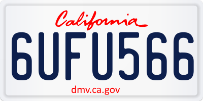 CA license plate 6UFU566