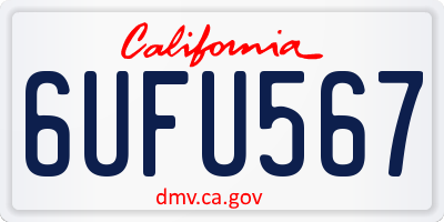 CA license plate 6UFU567
